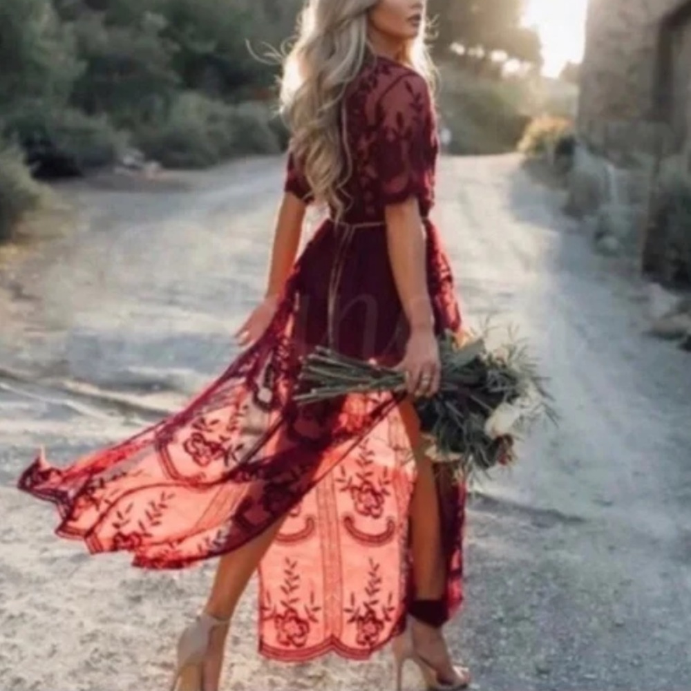 Women maxi overlay romper dress built in short